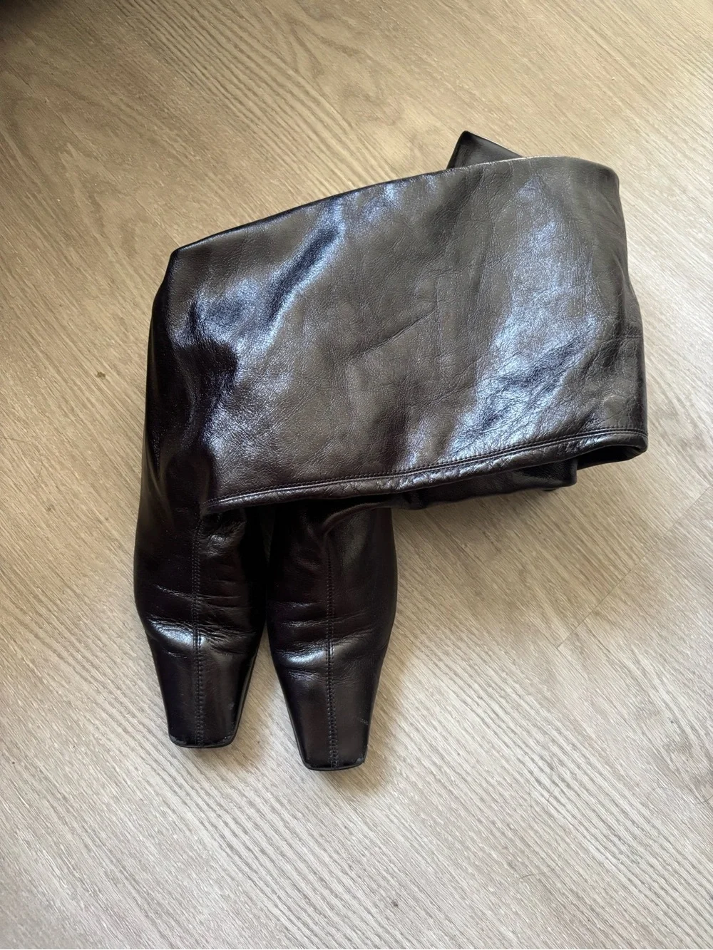 Black Leather Knee-High Boots